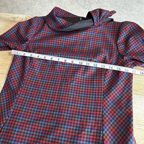 Trina Turk Printed Delilah Tie Collar Houndstooth Dress 2 - Picture 10 of 12